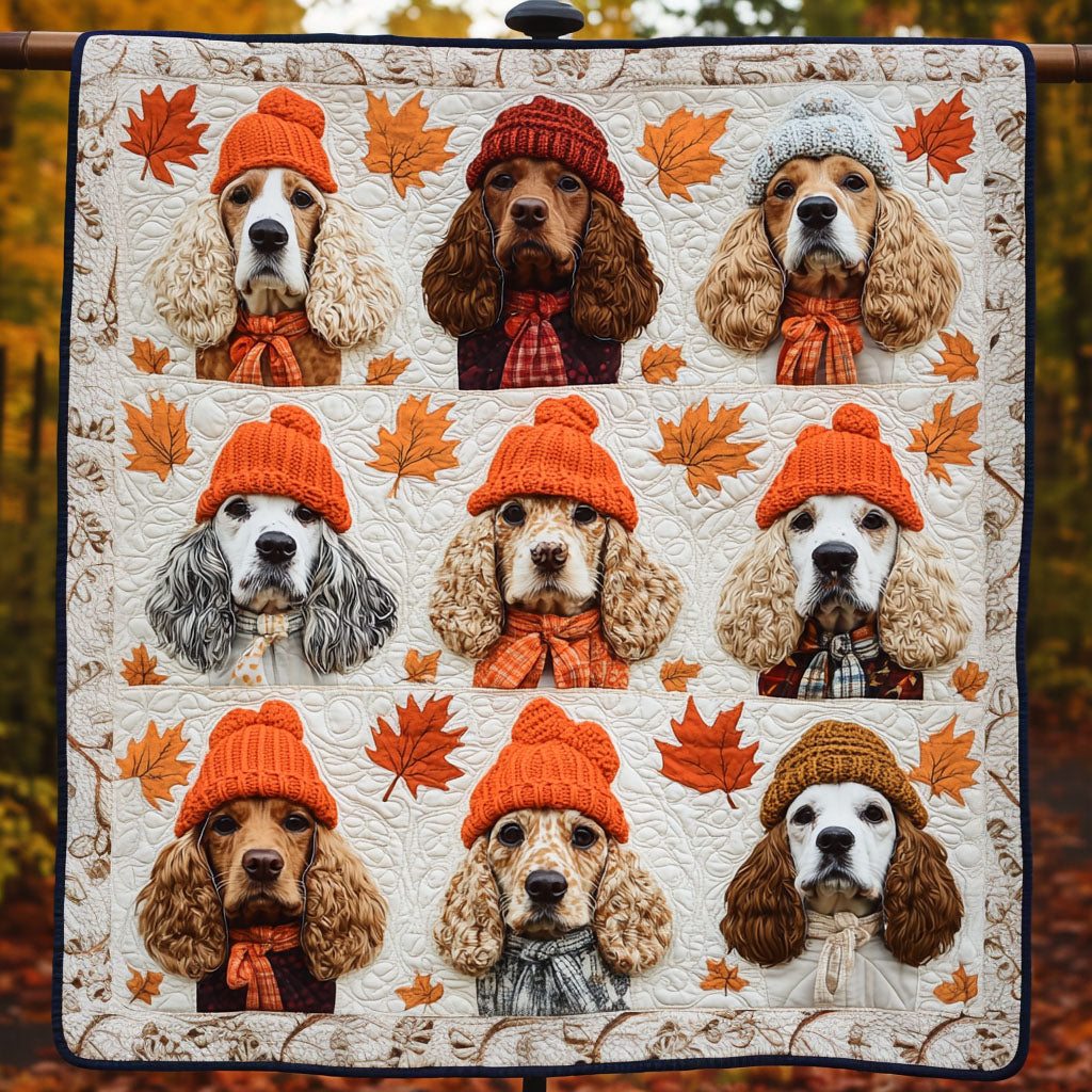 Golden Leaves Spaniel Quilted Blanket Dog And Owner Gift Ideas