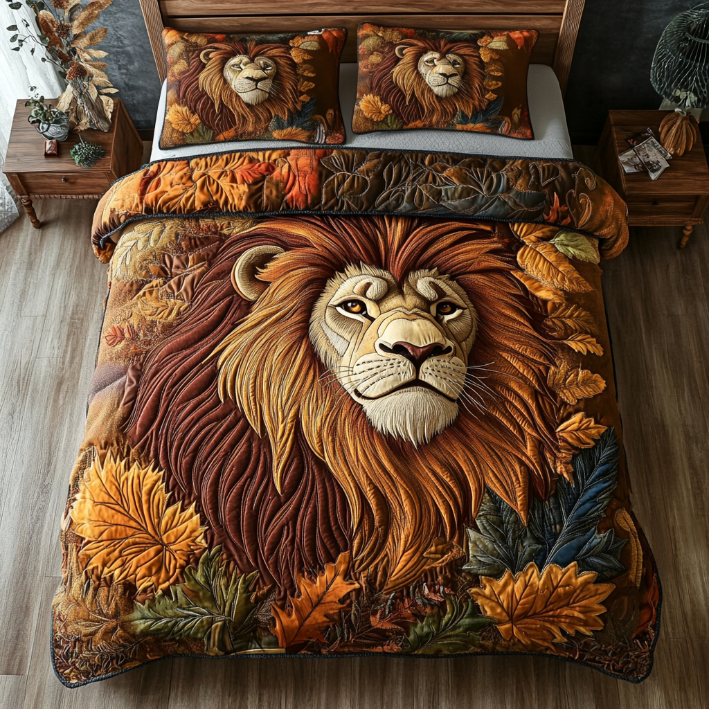 Golden Lion Quilted Bedding Set Best Comforter Sets Good LionThemed Gifts