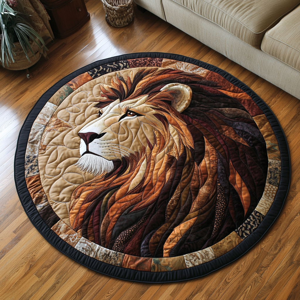 Golden Lion Quilted Round Mat Entry Way Ideas Gifts For Lion Lovers