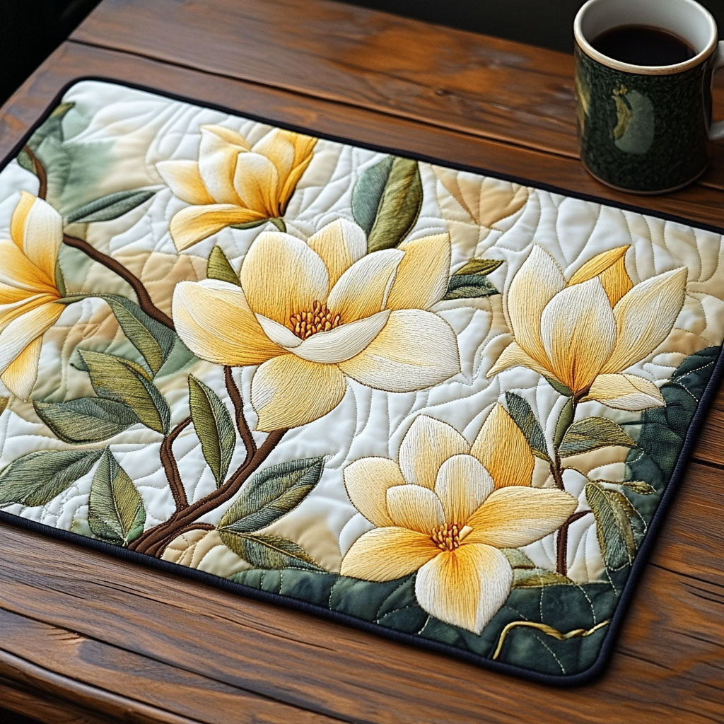 Golden Magnolia Quilted Placemat Christmas Decor Best Gifts For Flower Lovers