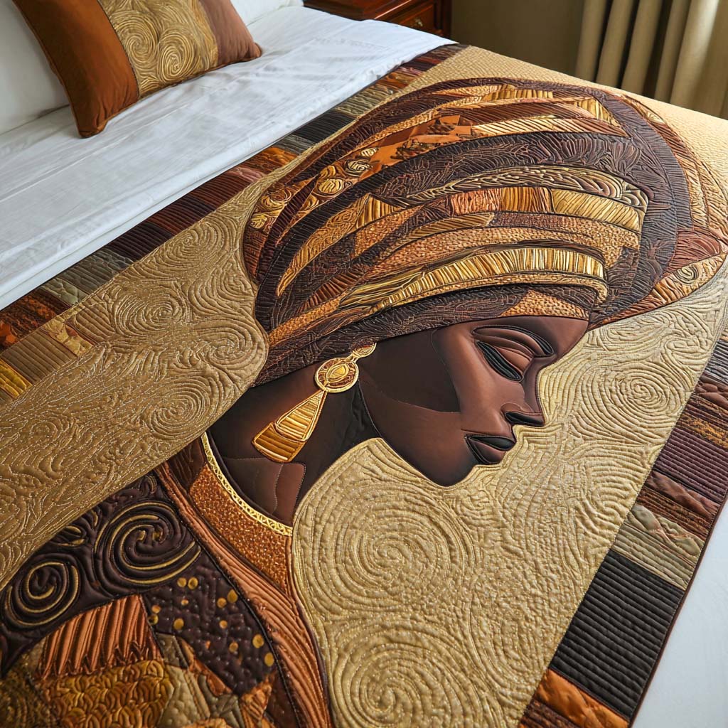 Golden Majesty Quilted Bed Runner Bedroom Decor Ideas Best African American Gifts