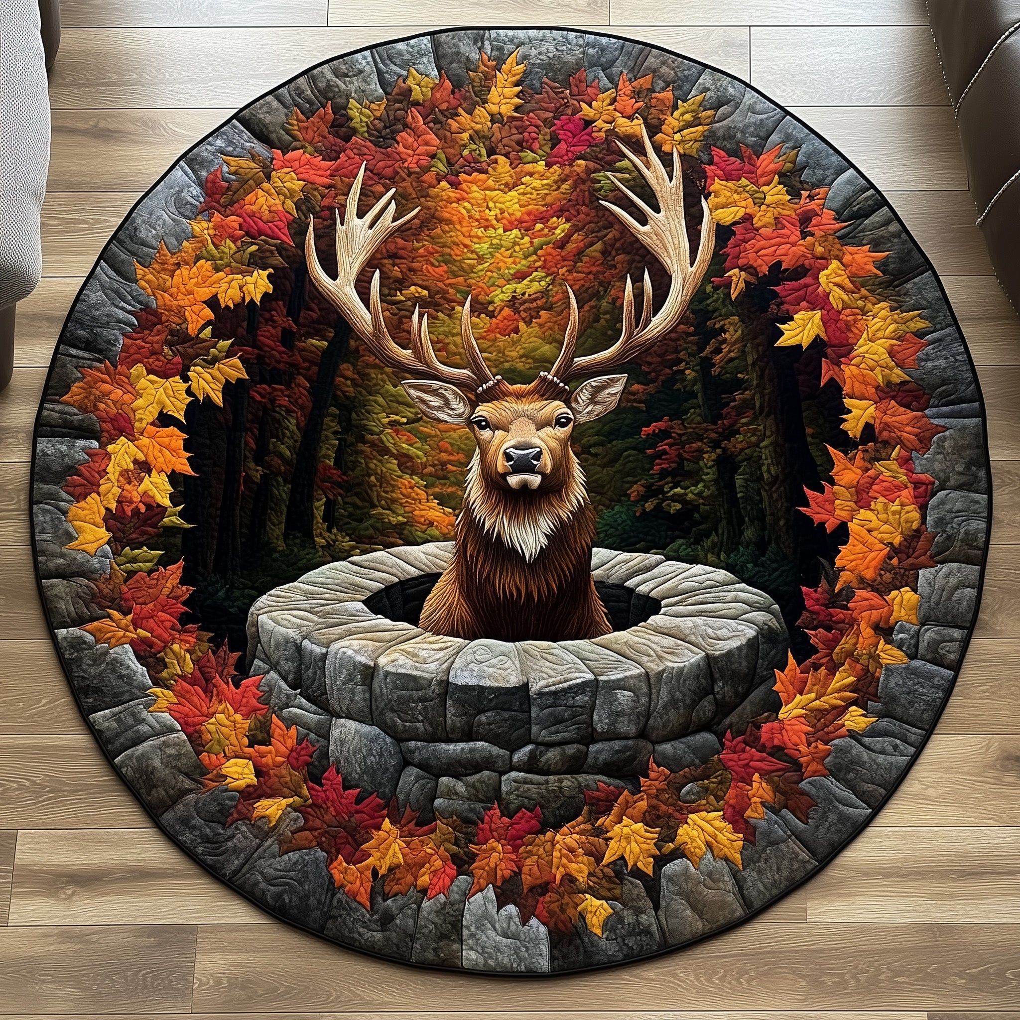 Golden Majesty Quilted Round Mat Trendy Quilted Round Mat That Adds Charm