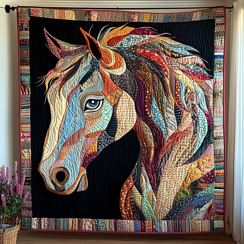 Golden Mane Quilted Blanket Christmas Room Decor Gifts For Horse People