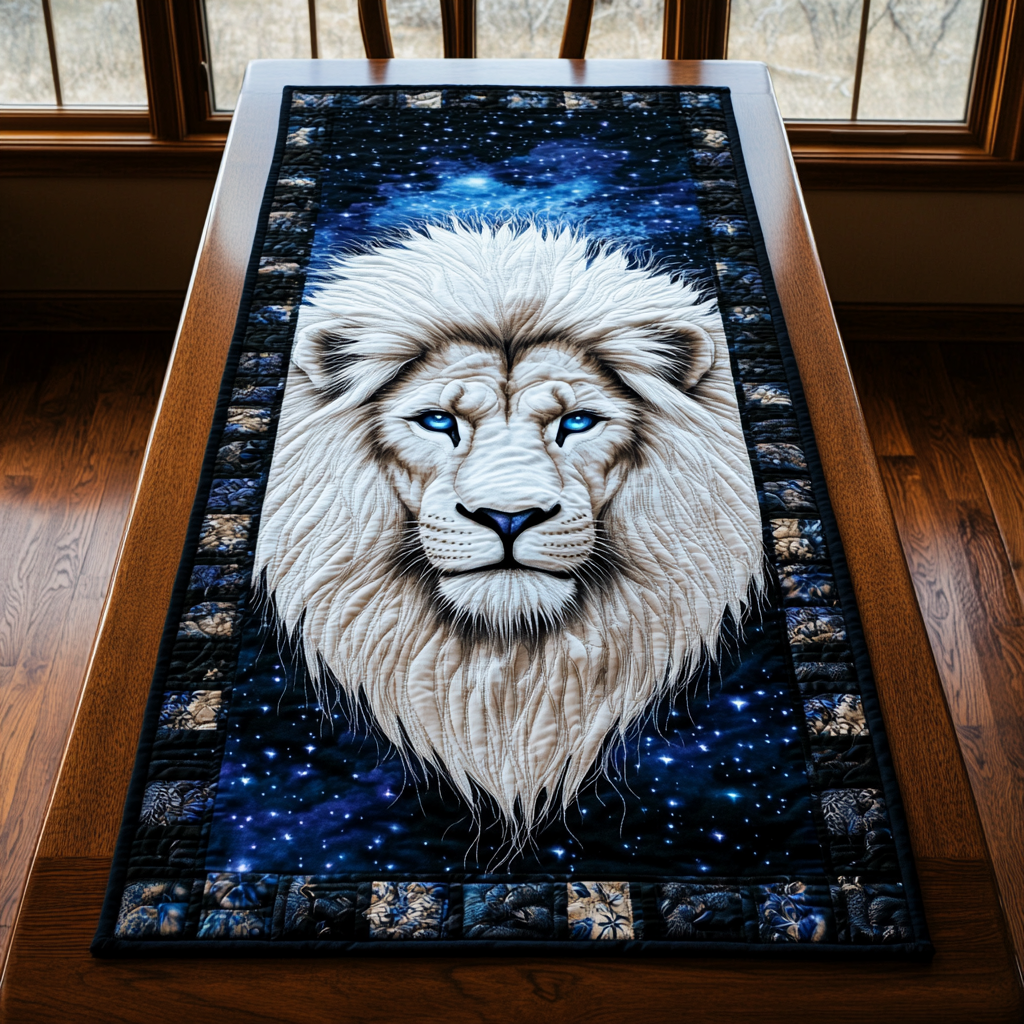 Golden Mane Quilted Table Runner Kitchen Table Decor Cool Gifts For Lion Lovers
