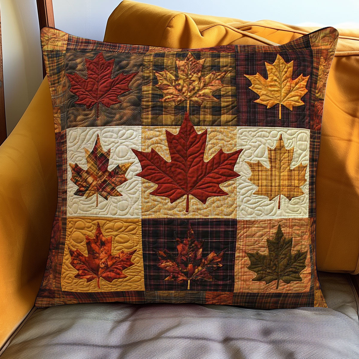 Golden Maple Quilt Pillow Case Breathable Pillow Cover for Cool Nights