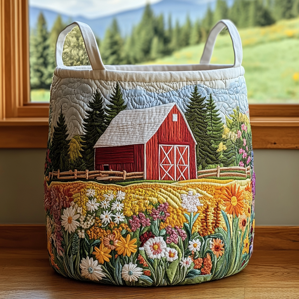 Golden Meadow Quilted Laundry Basket Anniversary Merch Gift