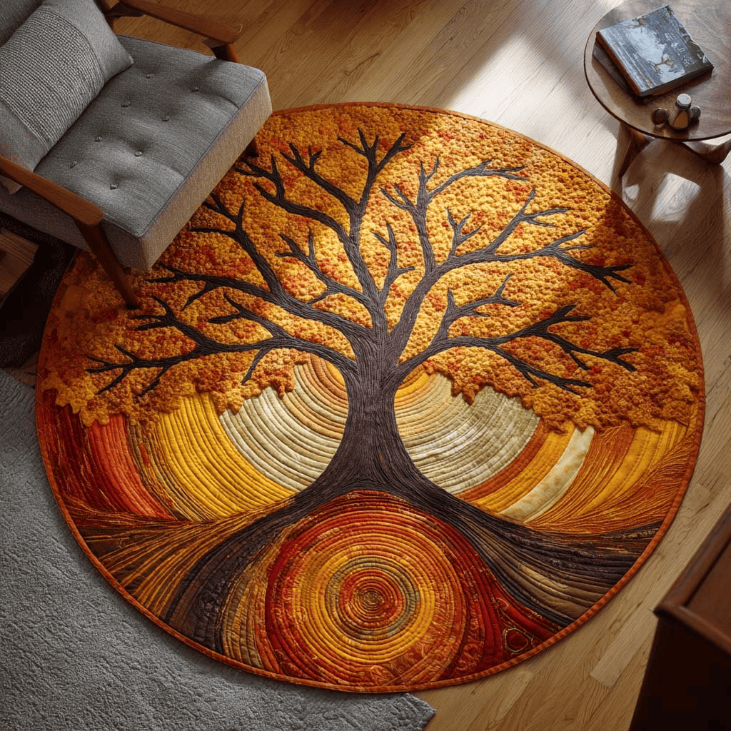 Golden Meadow Quilted Round Mat Holiday Round Mat Autumn Decor Gift for Mom