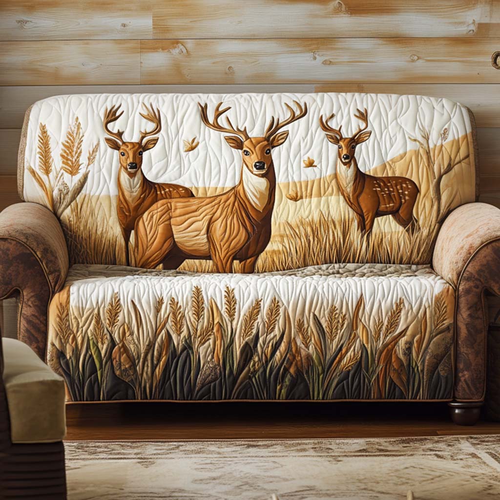 Golden Meadow Quilted Sofa Cover Fall Decor Gift for Moms