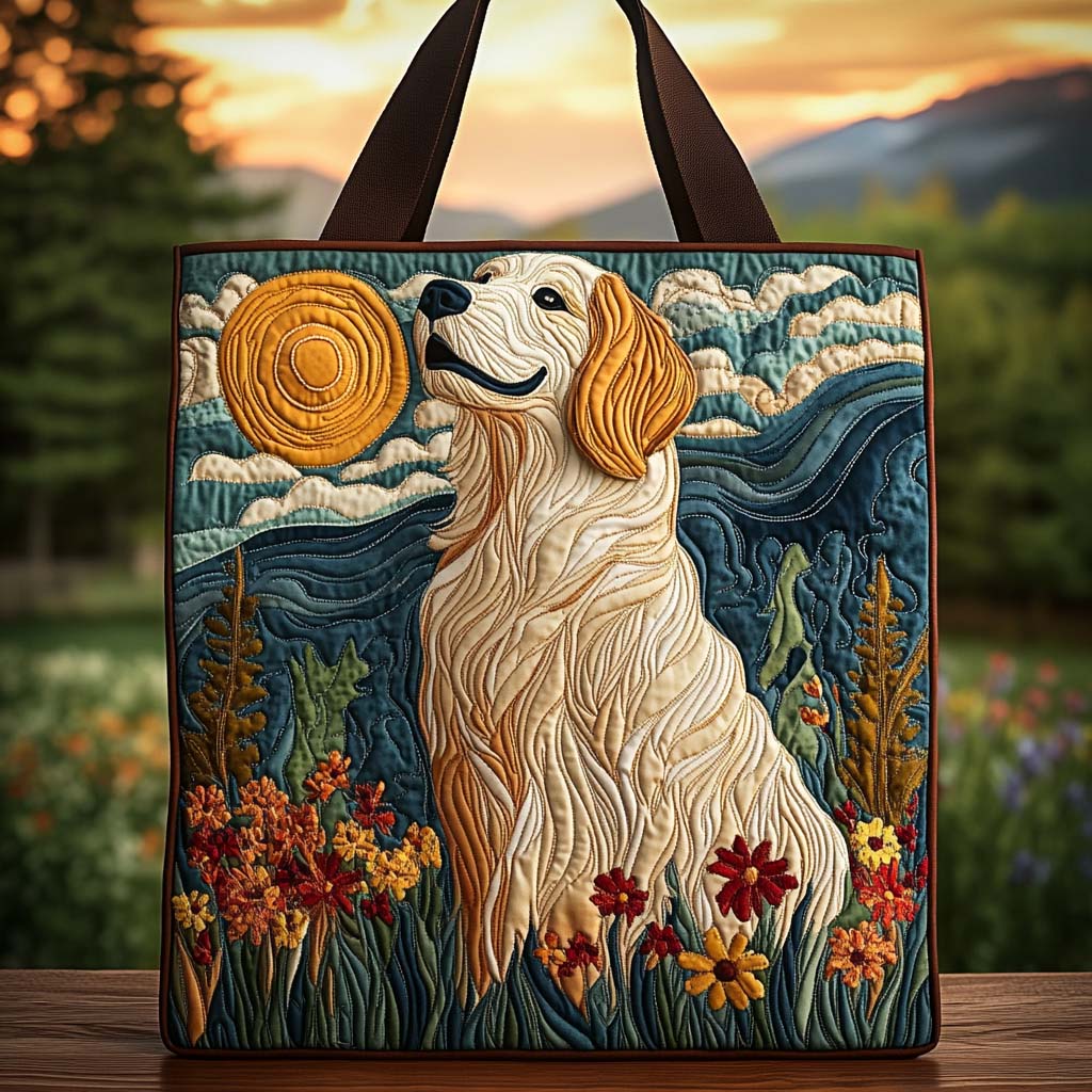 Golden Meadow Sunset Quilted Tote Bag Presents For Sea Lovers