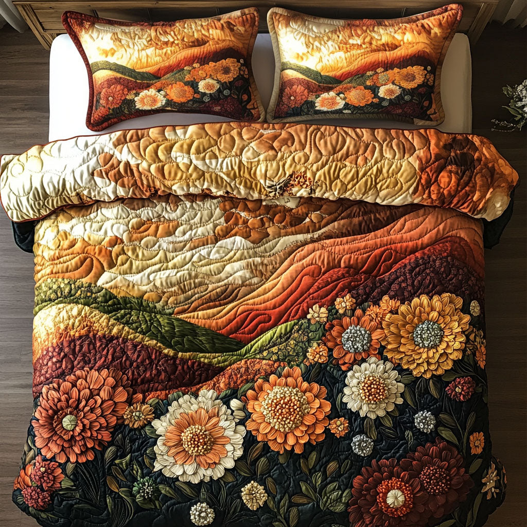 Golden Meadows Quilted Bedding Set Bedroom Decor Cozy Fall Gift Ideas