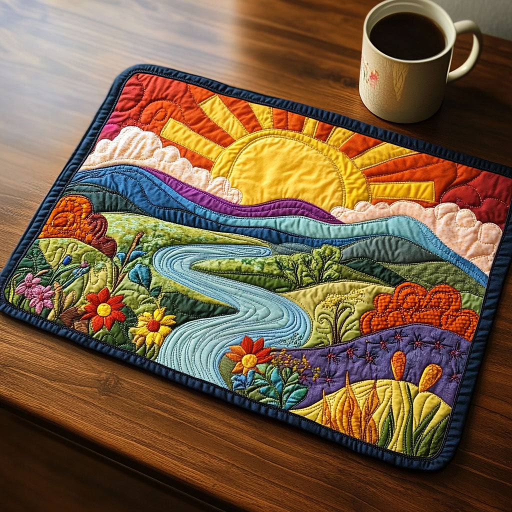 Golden Meadows Quilted Placemat Modern Holiday Decor Cozy Fall Gift Ideas