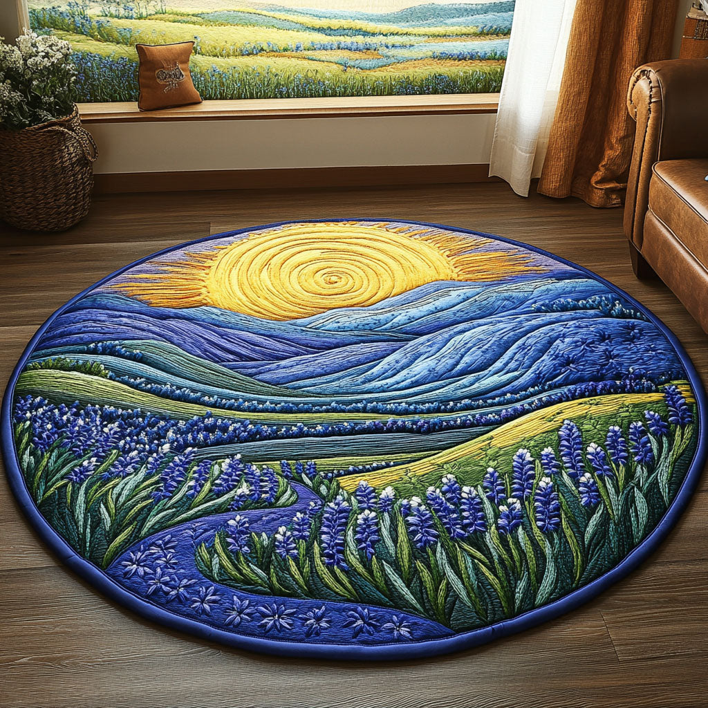 Golden Meadows Quilted Round Mat Christmas Entryway Decor Sunflower Throw Blanket