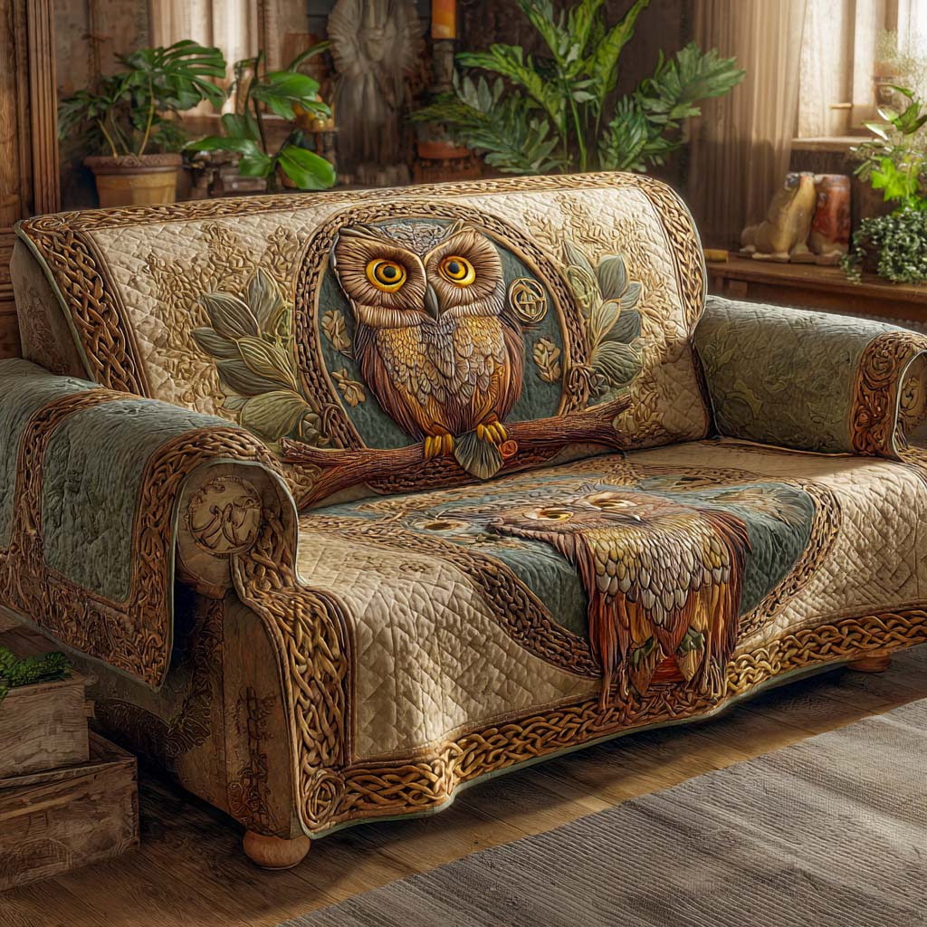 Golden Nest Quilted Sofa Cover Indoor Decorations Best Gifts For Owl Lovers