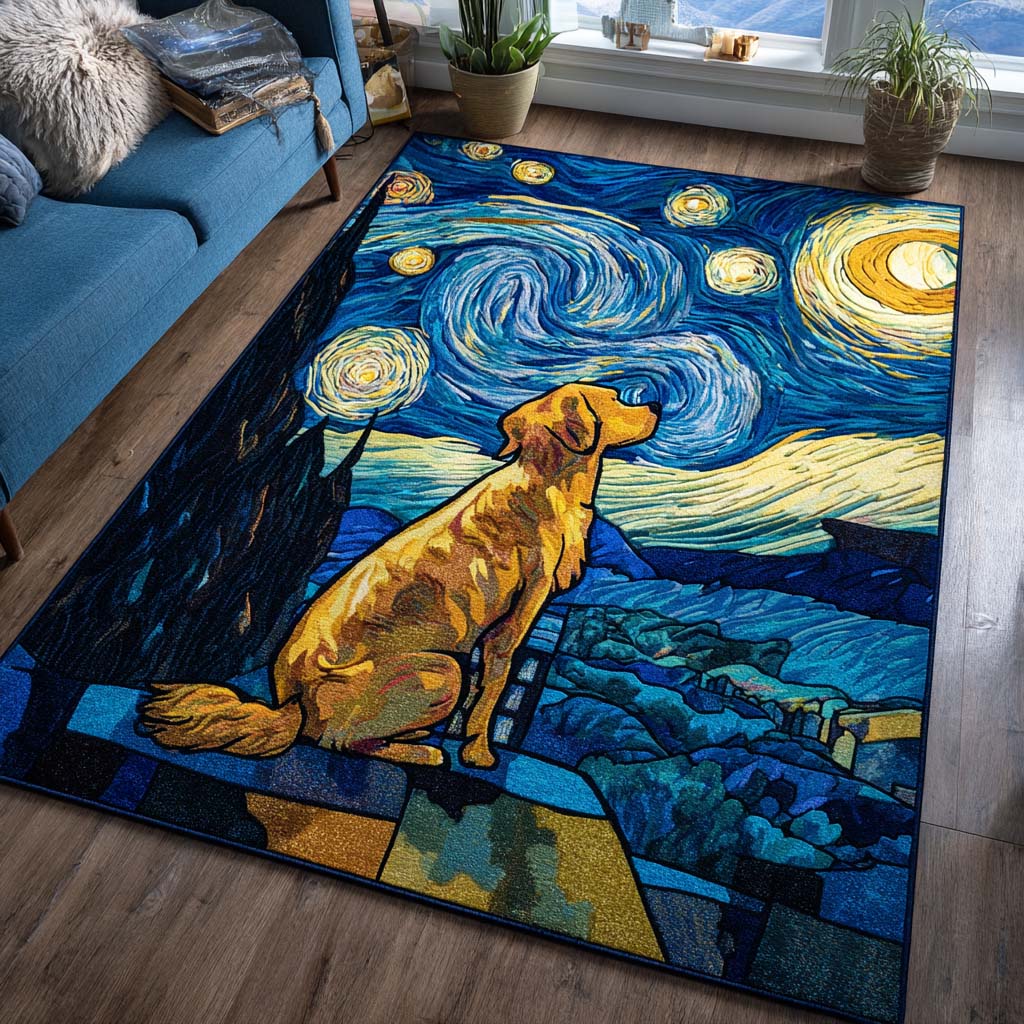 Golden Night Area Rug Dining Room Decor Gift For Dog Lover