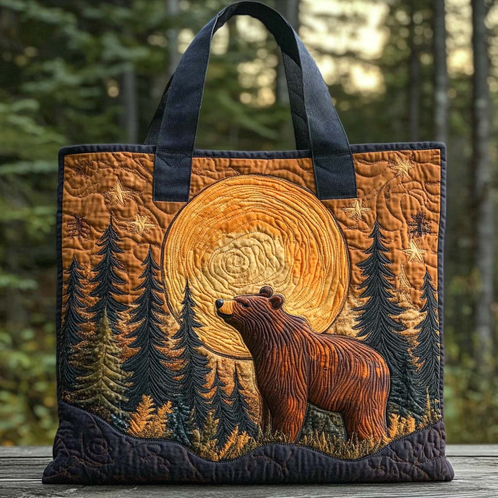 Golden Night Bear Quilted Tote Bag Bear Mother's Day Gifts
