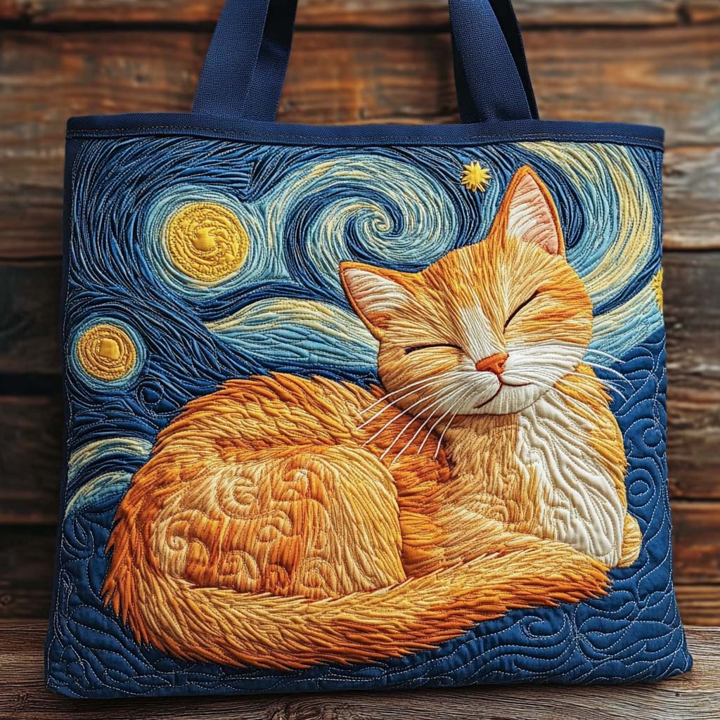 Golden Night Whiskers Quilted Tote Bag Christmas Gift For Wife