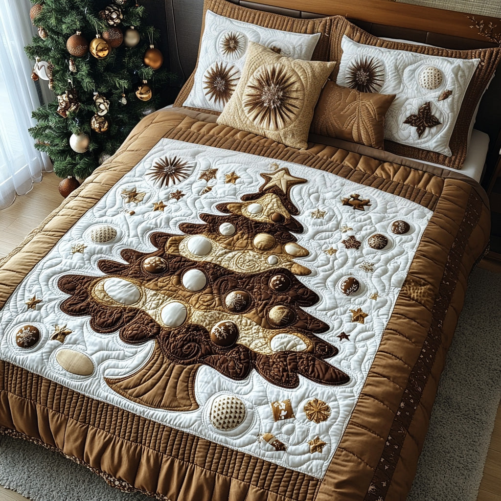 Golden Noel Quilted Bedding Set Xmas Duvet Cover Set Ideas For Christmas Family Gifts