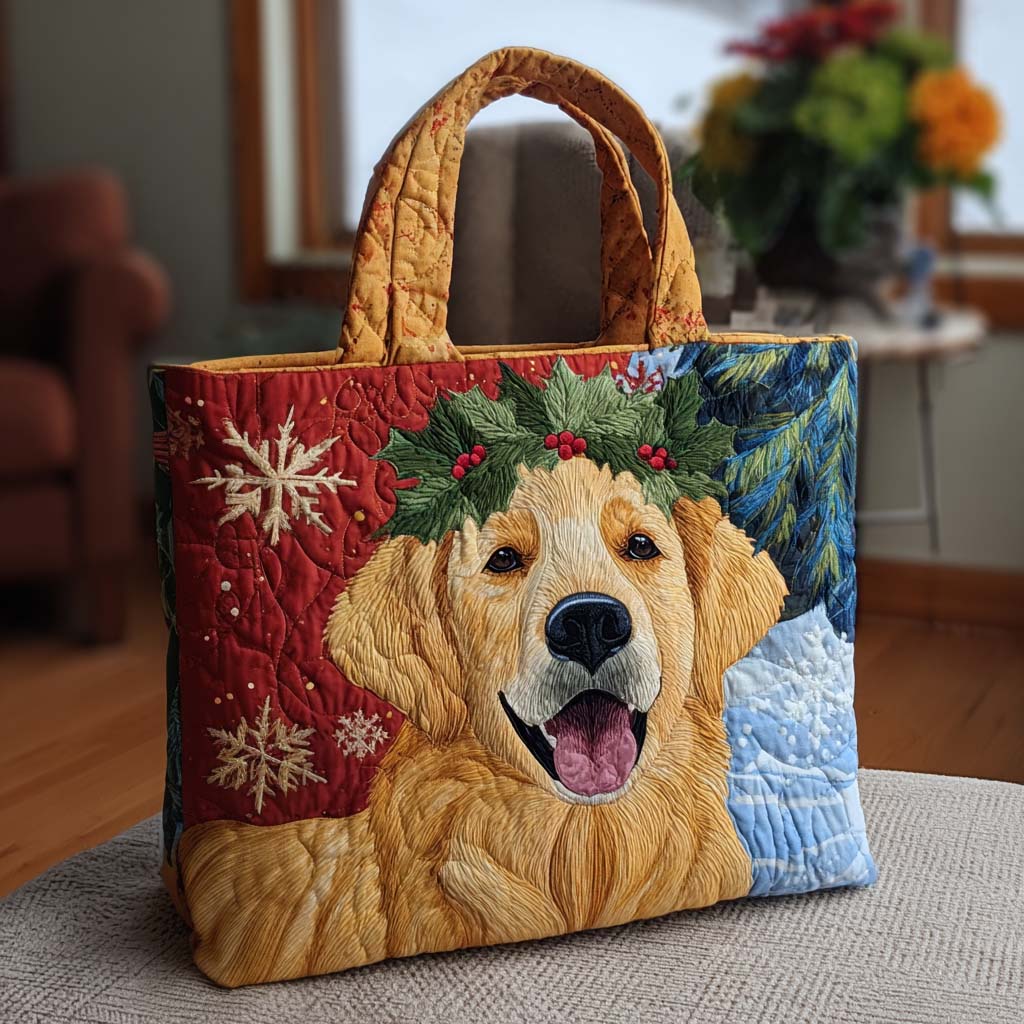 Golden Noel Quilted Tote Bag Doggy Gifts For Humans