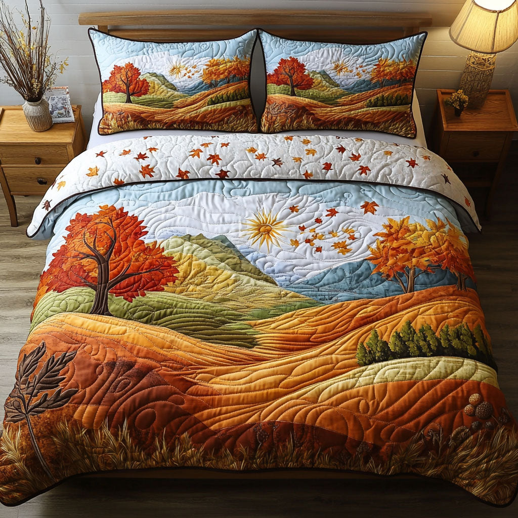 Golden Orchard Quilted Bedding Set Bed Decorations Autumn Inspired Gifts