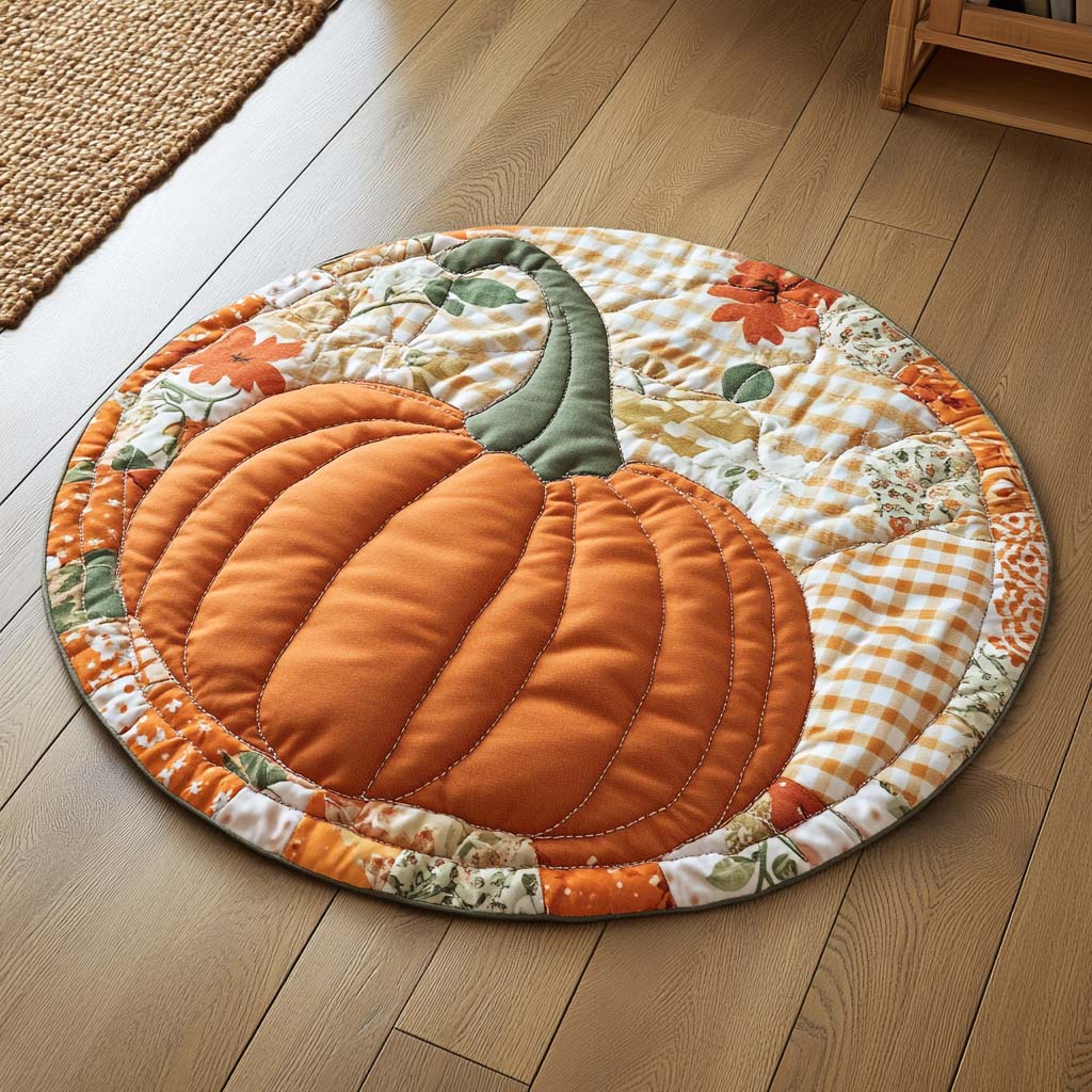Golden Orchard Quilted Round Mat Front Door Decor Autumn Gifts For Friends