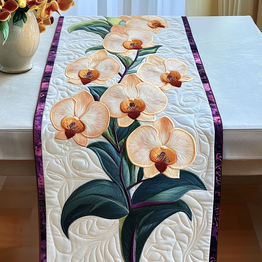 Golden Orchids Quilted Table Runner Dining Room Table Decor Family Gift Ideas