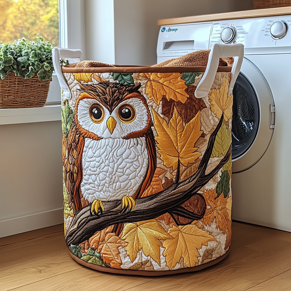 Golden Owl Quilted Laundry Basket Fall Merch Pick