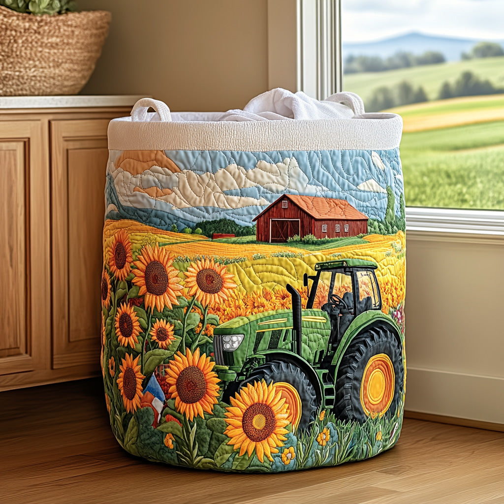 Golden Pastures Quilted Laundry Basket Perfect Gift For Apartment Living