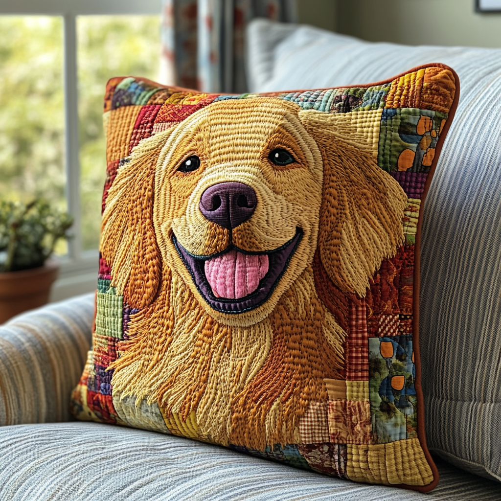 Golden Paws Quilted Pillow Case Best Cool Pillow Cases Best Gifts For Golden Retriever Owners