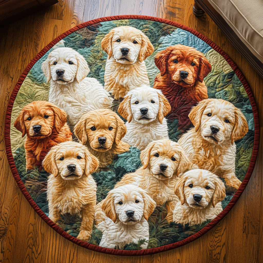 Golden Paws Quilted Round Mat Home Front Door Design Funny Gifts From The Dog