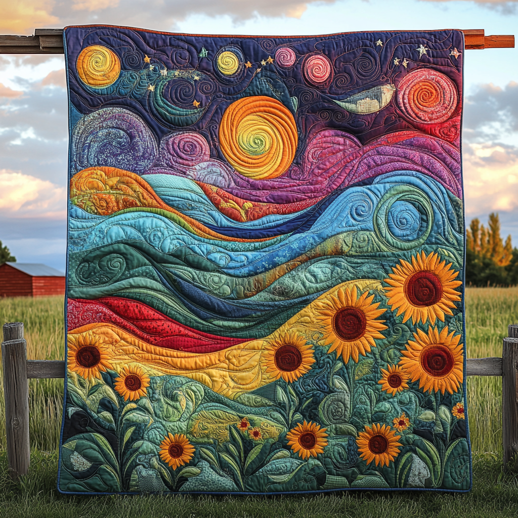 Golden Petals Quilted Blanket Best Throw Blanket Sunflower Gifts For Women