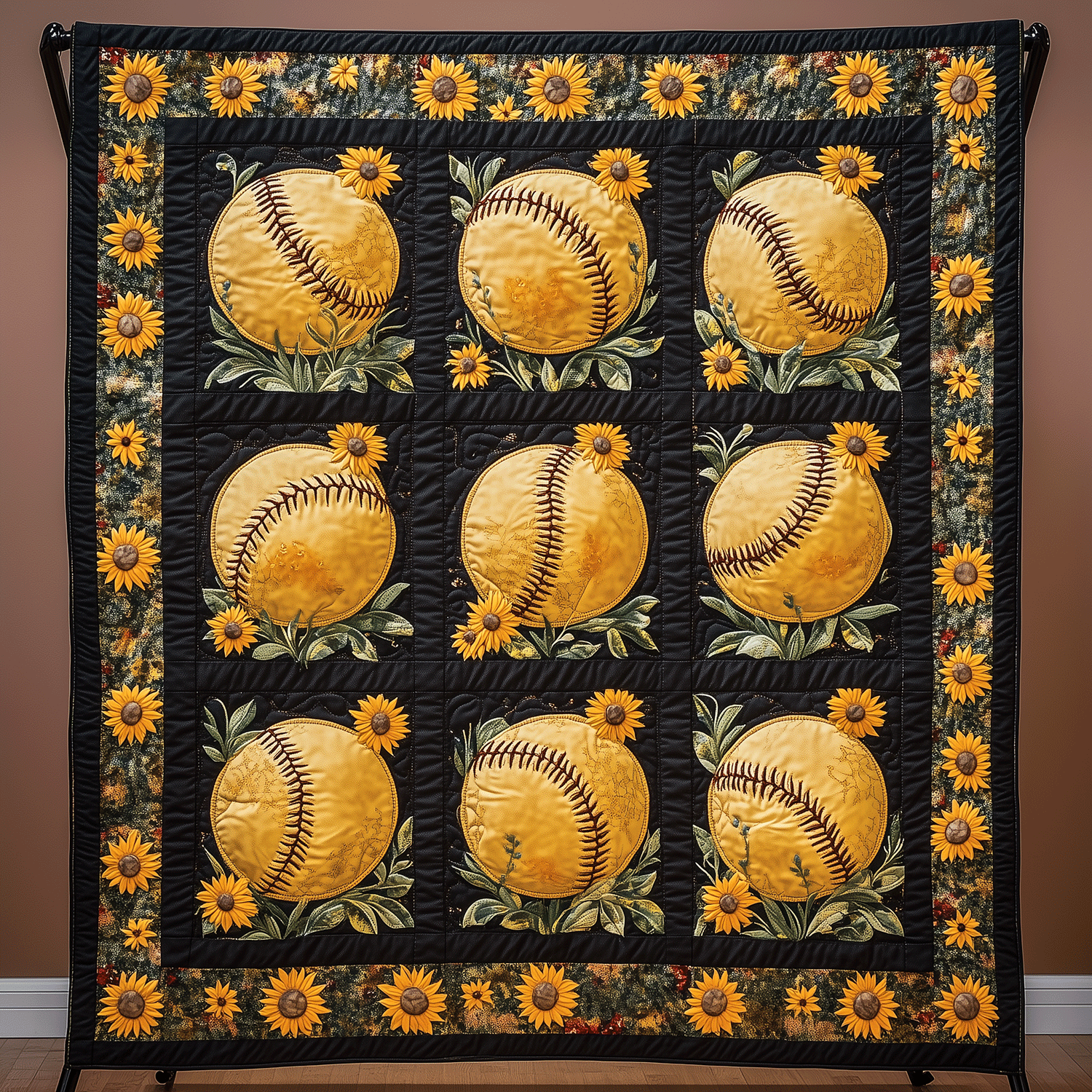 Golden Petals Quilted Blanket Cute Blankets For Girlfriend