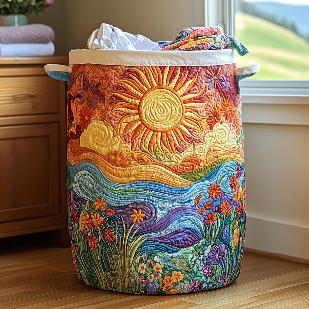 Golden Petals Quilted Laundry Basket Must-Have Laundry Essential