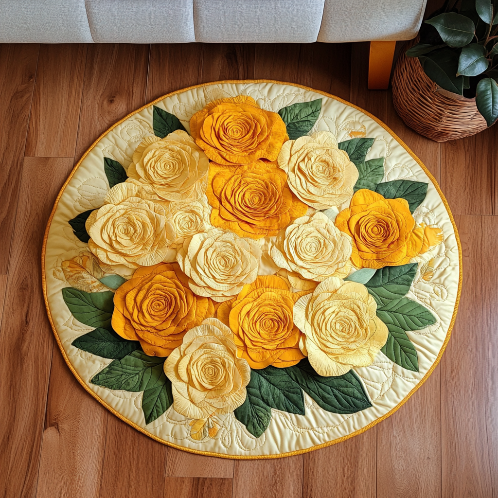 Golden Petals Quilted Round Mat Entryway Christmas Decor Ideas To My Daughter Sunflower Blanket