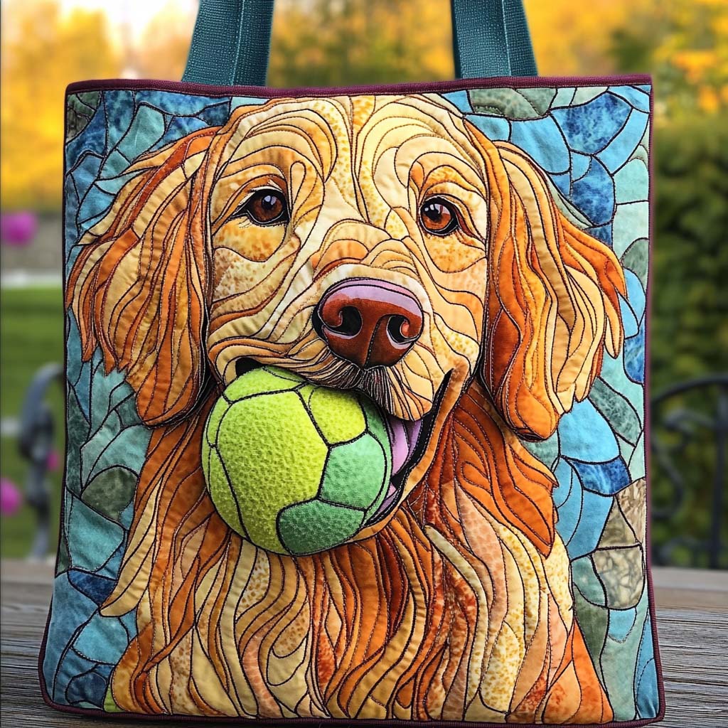 Golden Playtime Joy Quilted Tote Bag Best Presents For Dog Lovers
