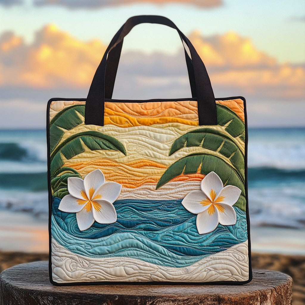 Golden Plumeria Quilted Tote Bag Christmas Gifts For Mom 2025