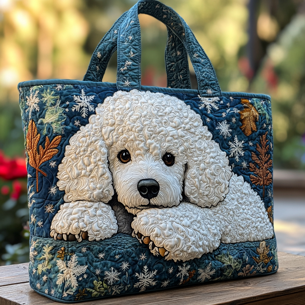 Golden Poodle Quilted Tote Bag Christmas Gifts For Dog Owners