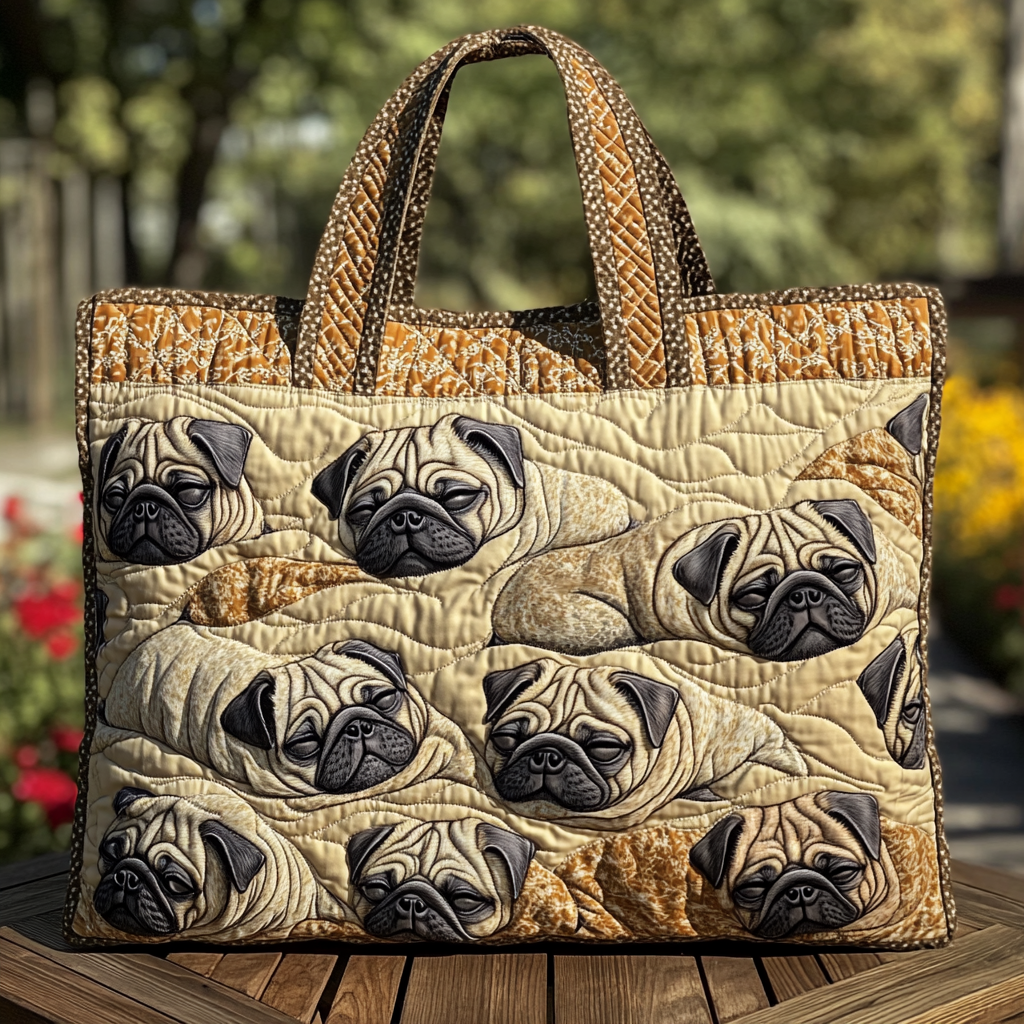 Golden Pug Quilted Tote Bag Dog And Owner Gifts