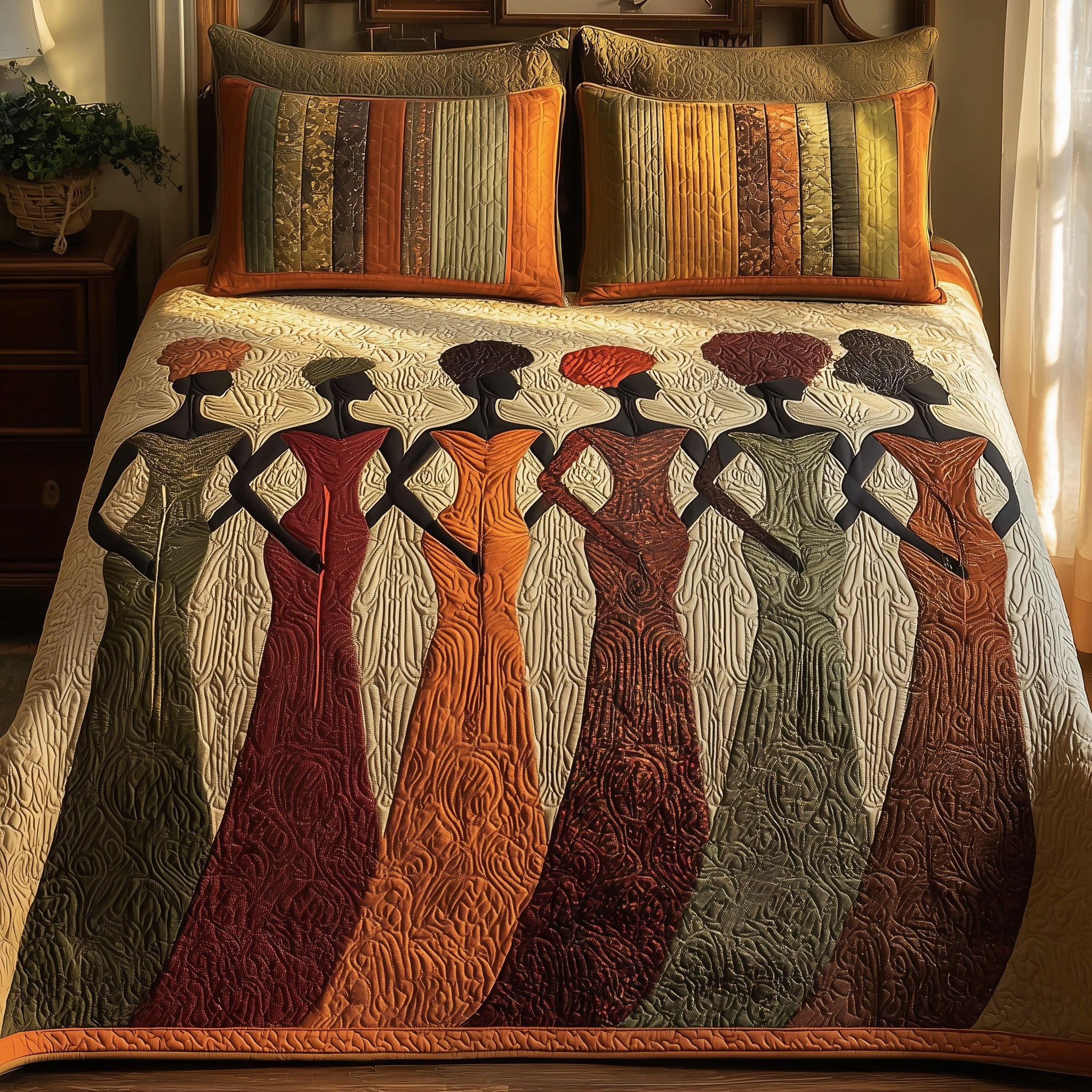 Golden Queens Quilted Bedding Set Breathable