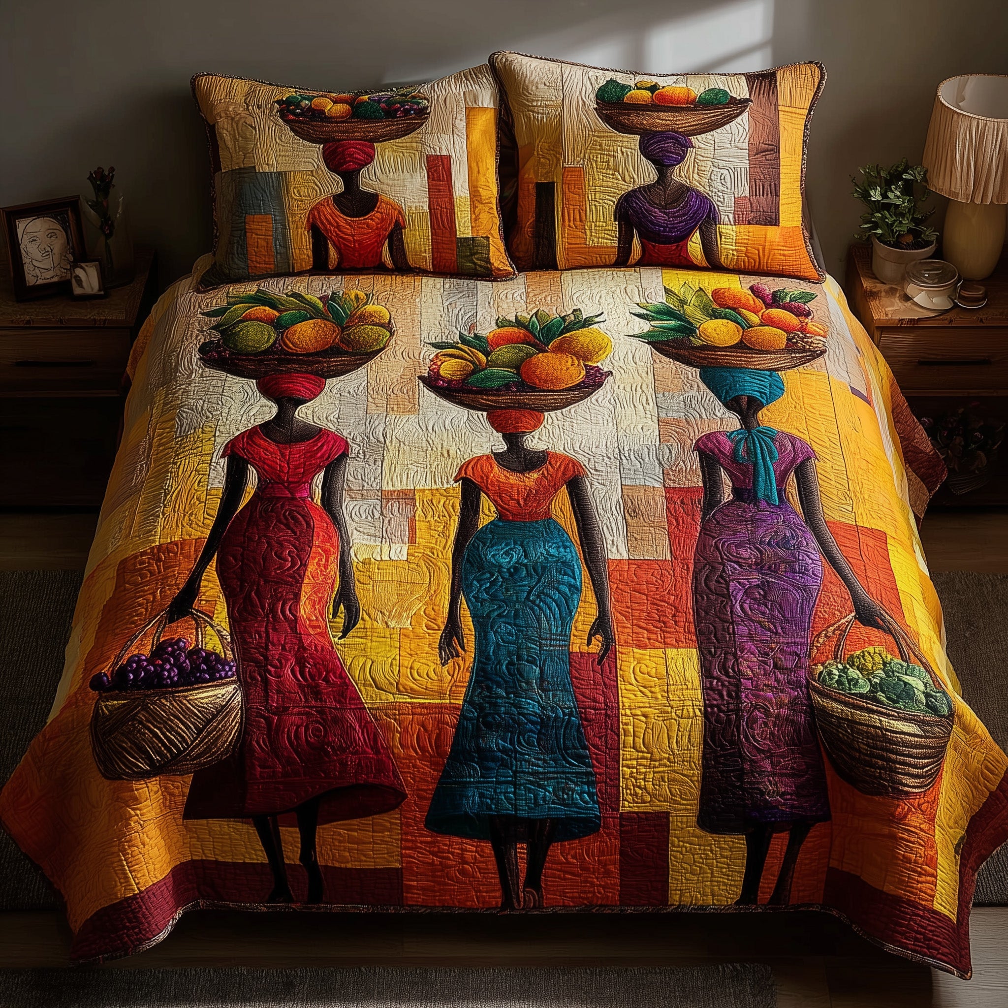 Golden Queens Quilted Bedding Set Create a Cozy Space