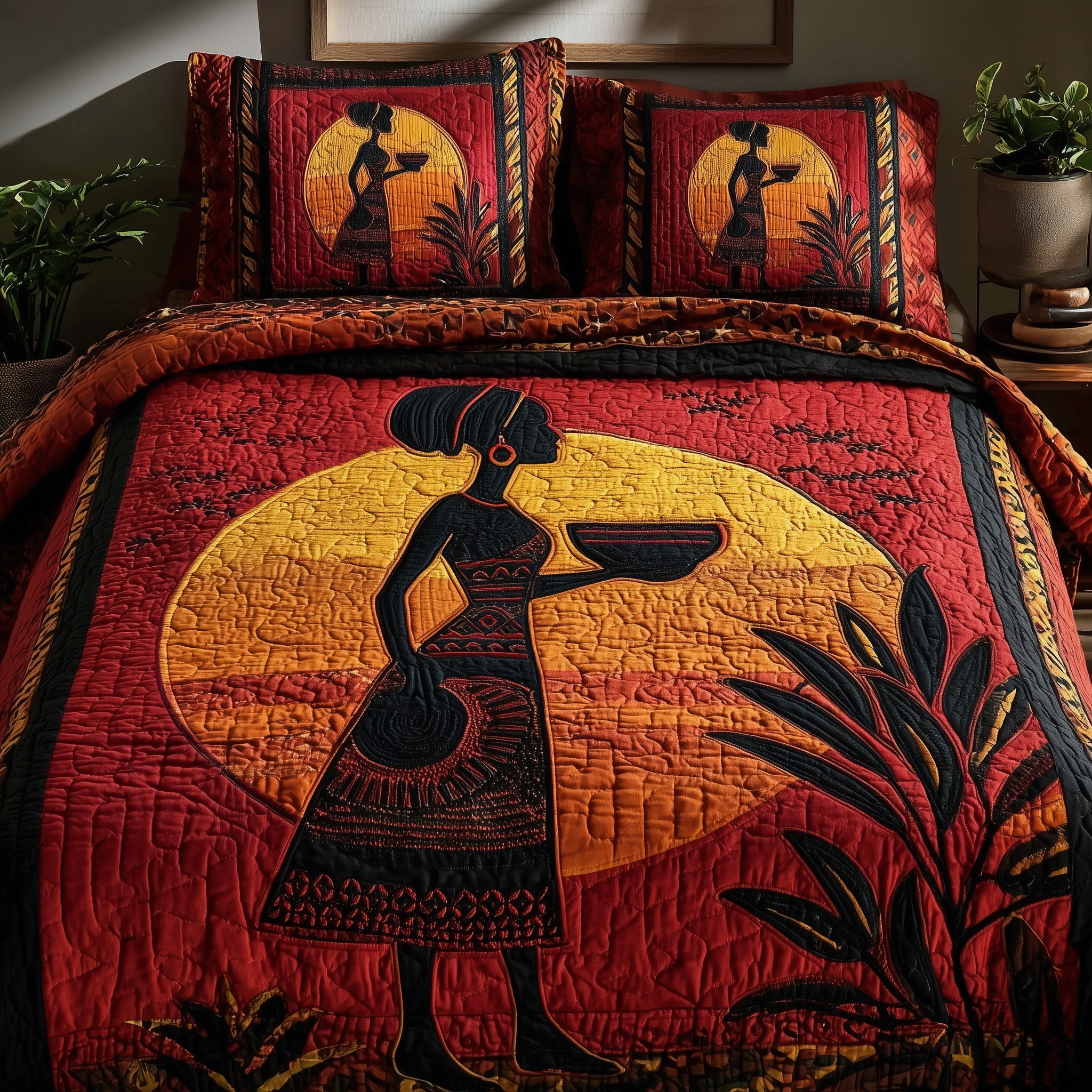 Golden Queens Quilted Bedding Set Duvet Cover Bedspread Gifts For Black History Month