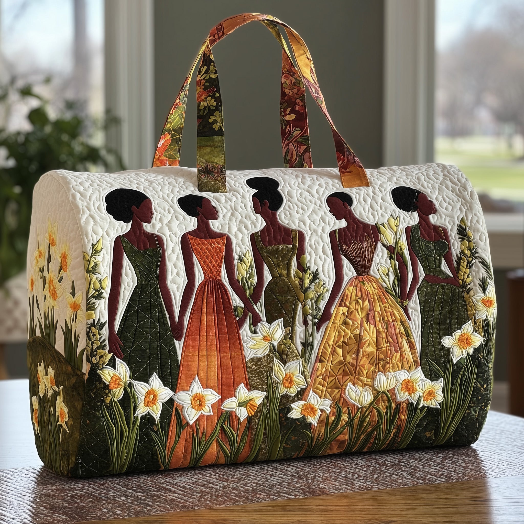 Golden Queens Quilted Duffle Bag Organized Storage Pockets