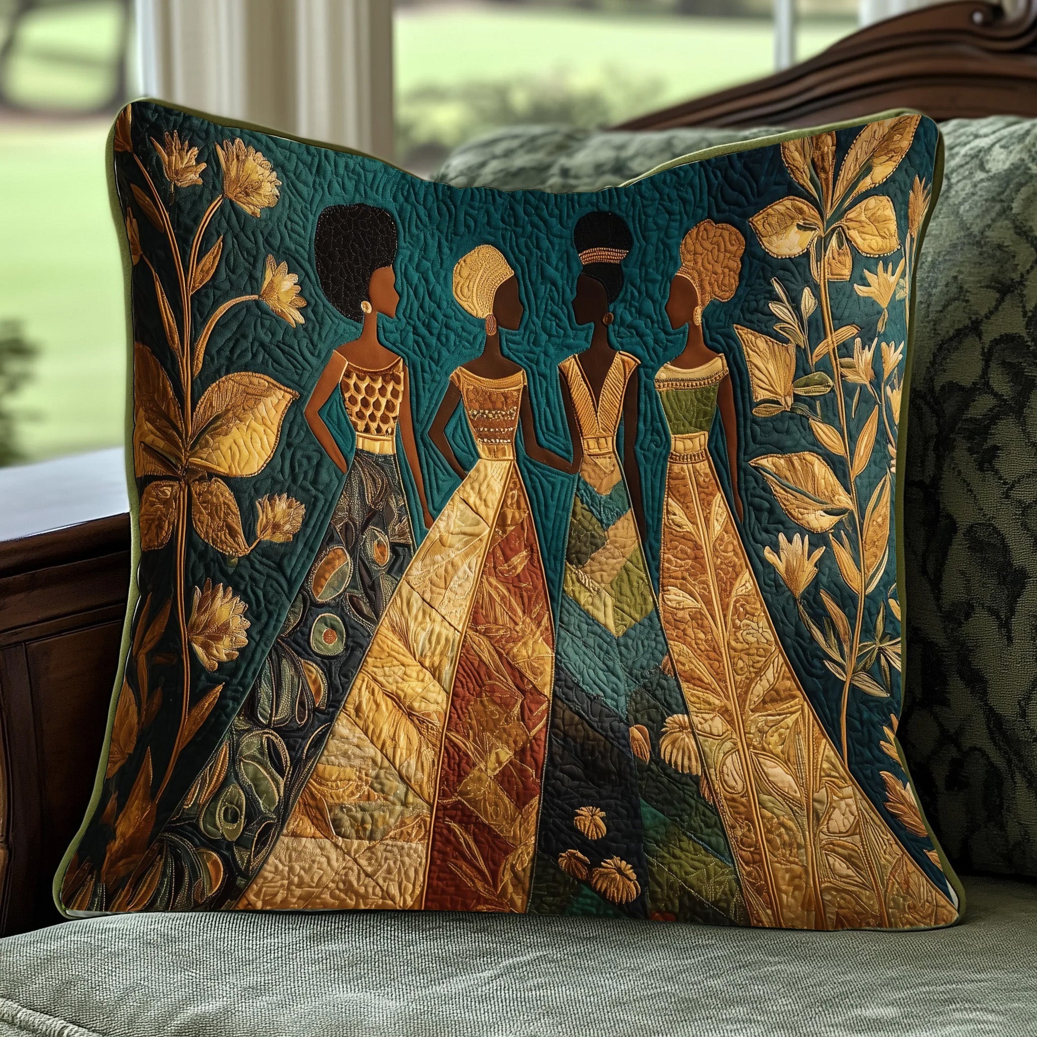Golden Queens Quilted Pillow Case Gift For Her