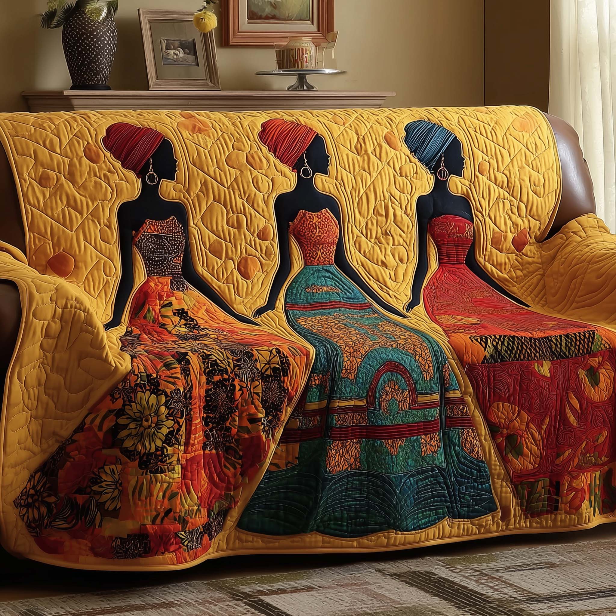 Golden Queens Quilted Sofa Cover Golden Queen Protector African American Gifts For Women