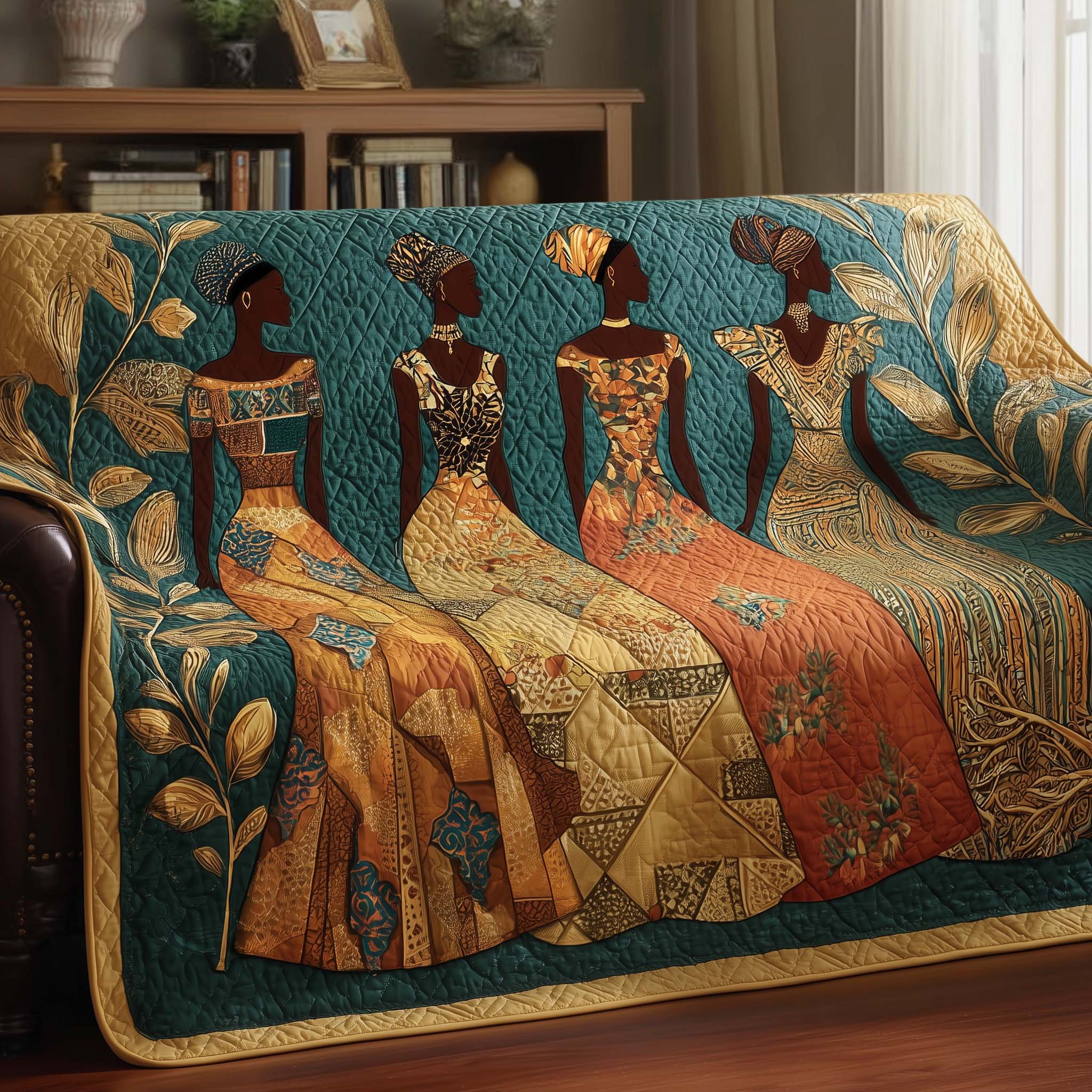 Golden Queens Quilted Sofa Cover Golden Queen Soft Texture African American Gifts For Women