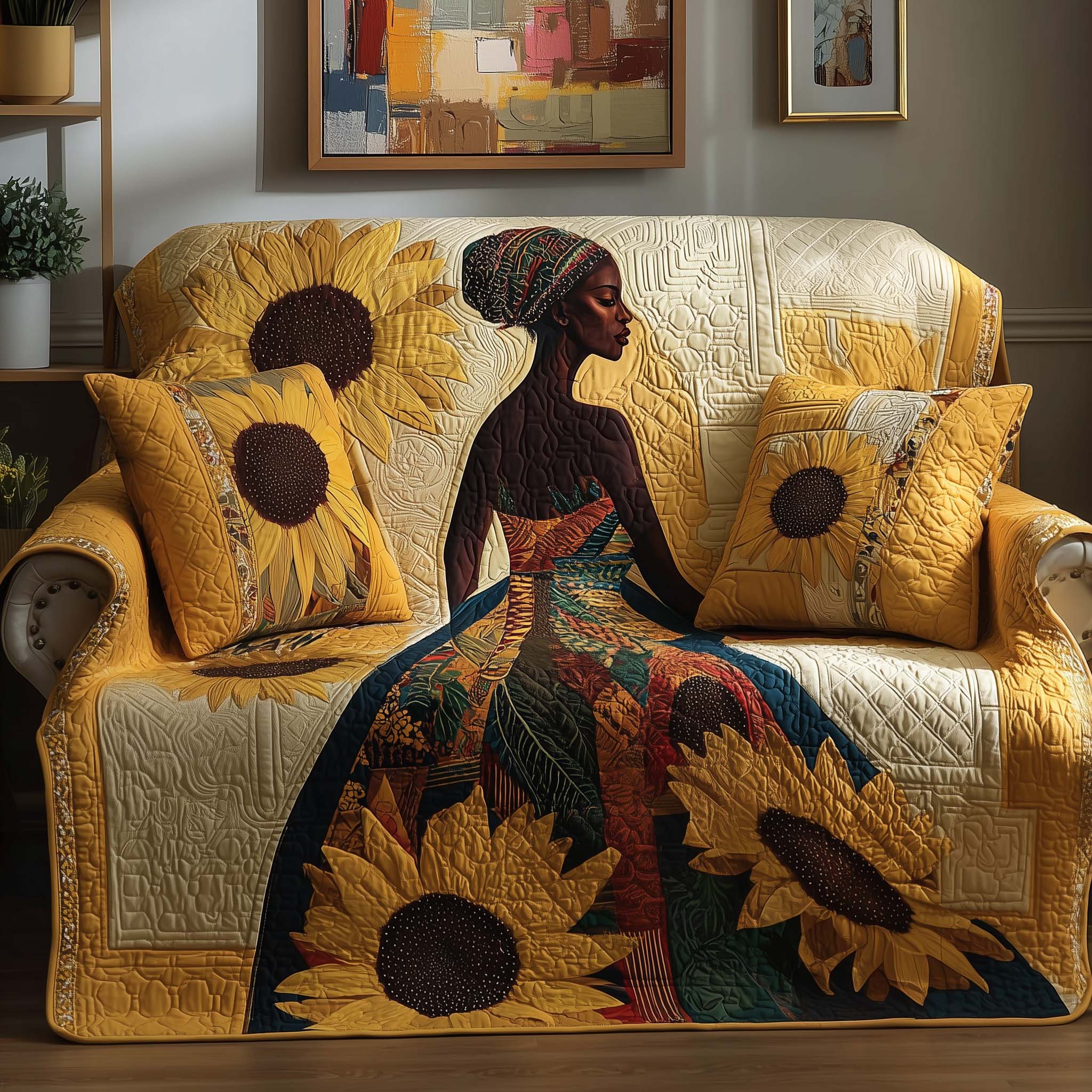 Golden Queens Quilted Sofa Cover Queen Sofa Cover African American Gifts For Women