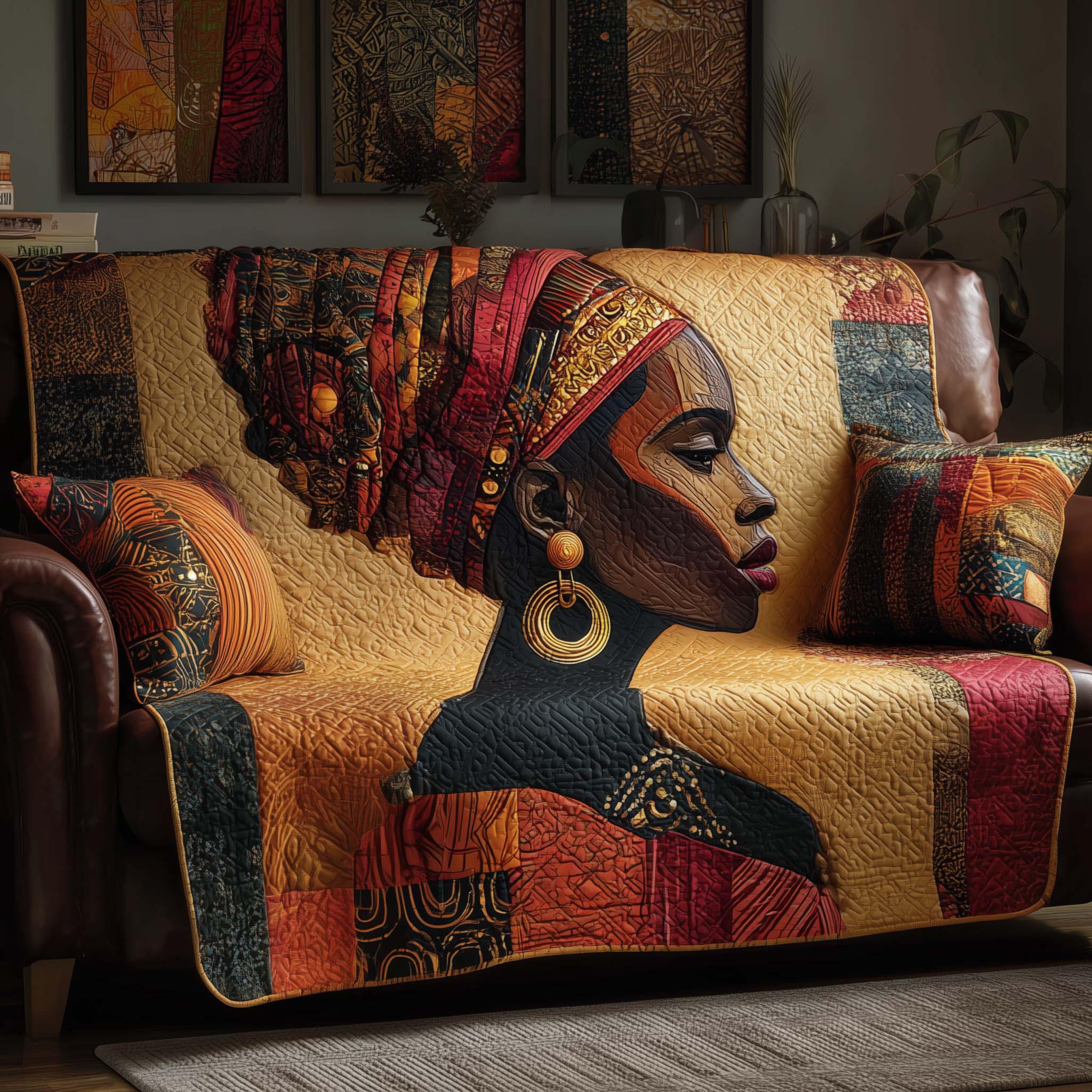 Golden Queens Quilted Sofa Cover Queen Sofa Durable African American Gifts For Women