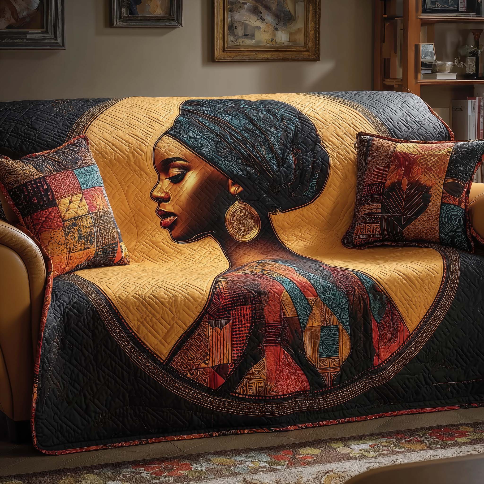 Golden Queens Quilted Sofa Cover Queen Sofa Elegant African American Gifts For Women