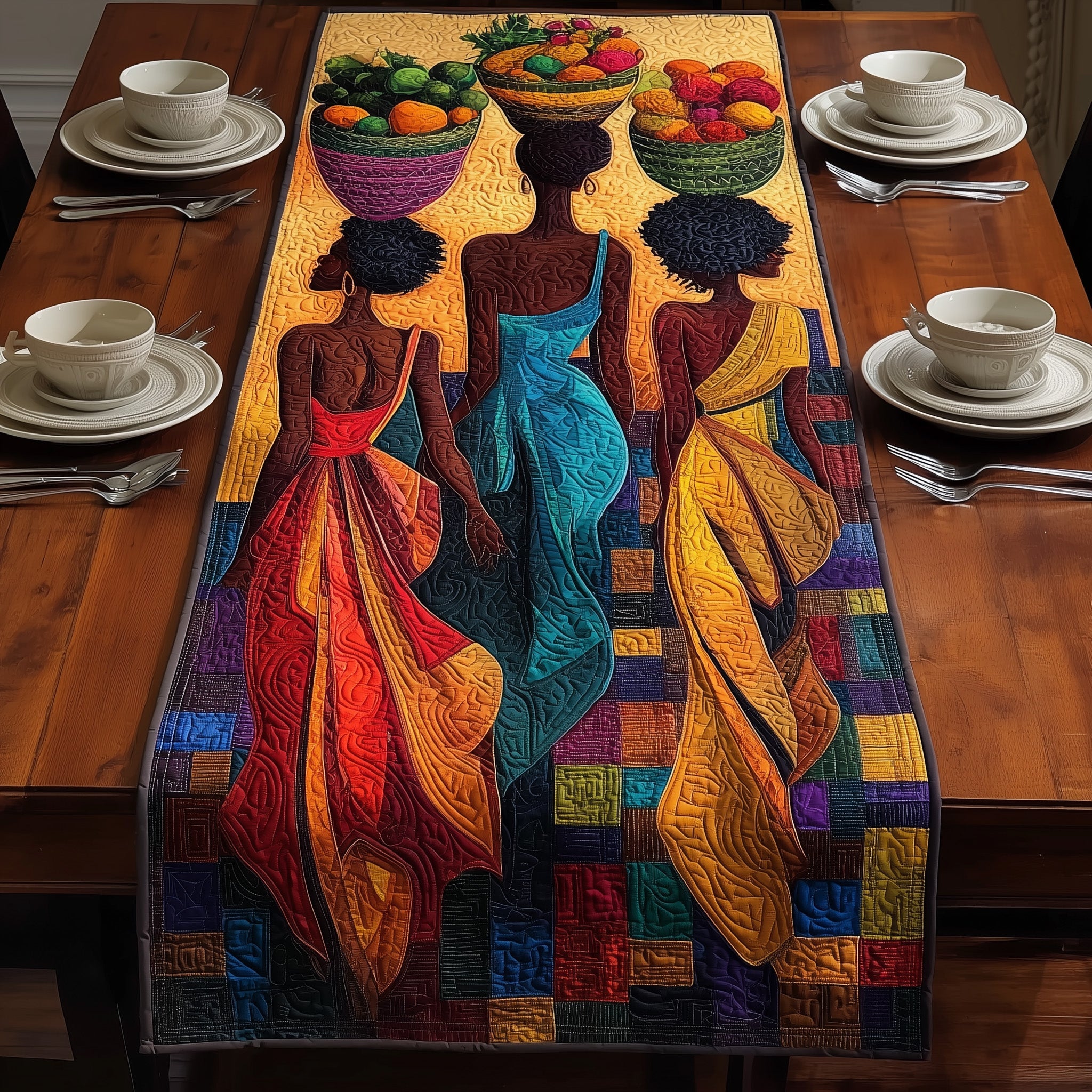 Golden Queens Quilted Table Runner Holiday Table Runner Gift Idea