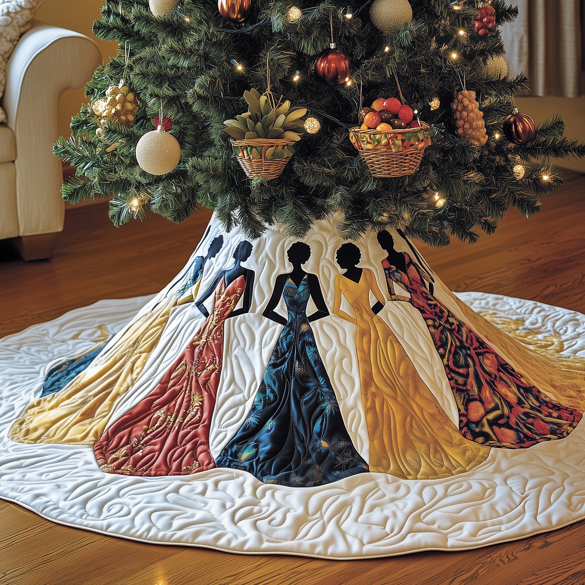 Golden Queens Quilted Tree Skirt Unique Gift Merch For Friends