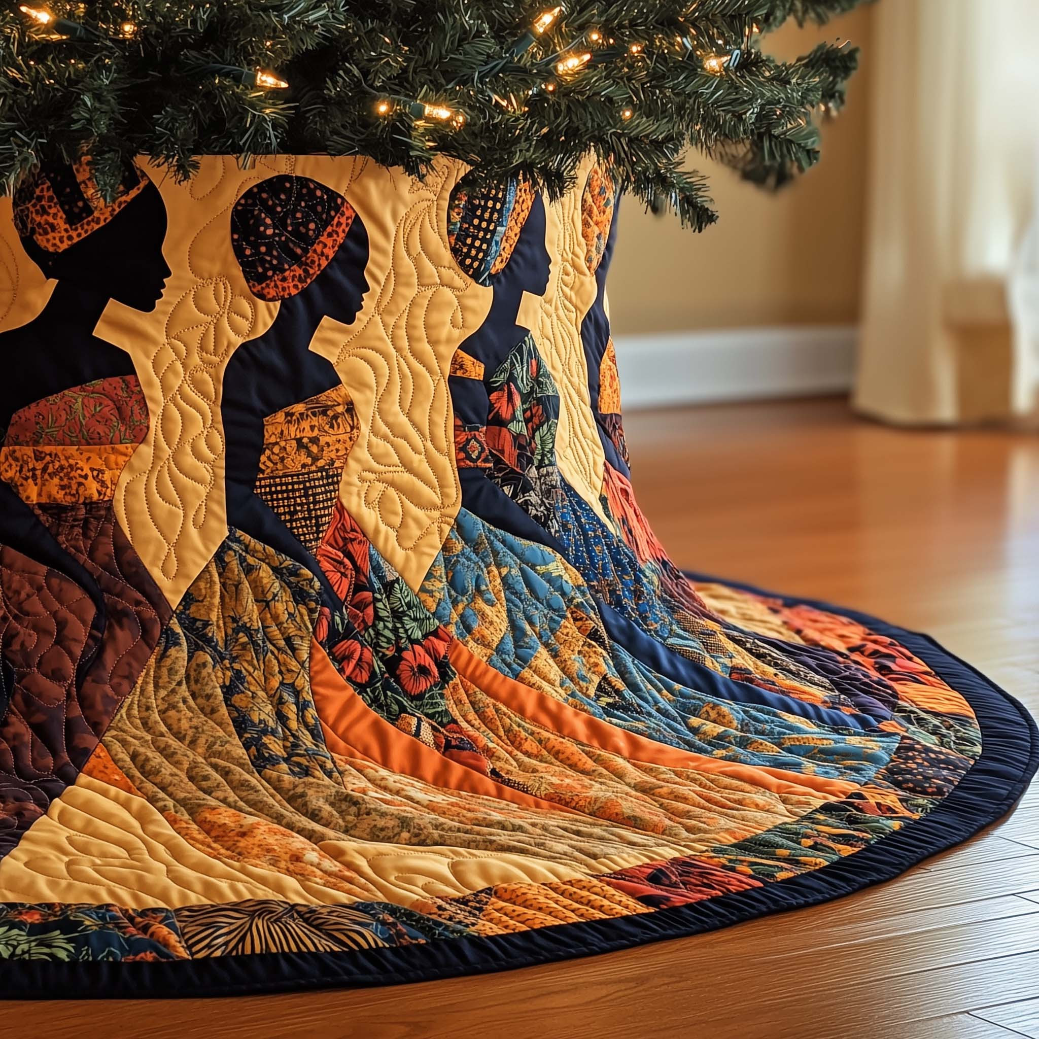 Golden Queens Quilted Tree Skirt Unique Home Decor Christmas Gifts For Grandma
